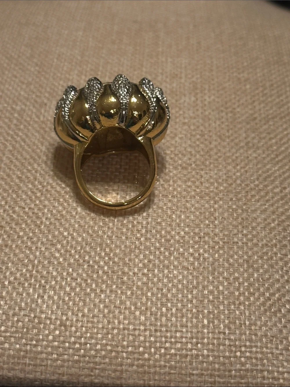 Vintage-Inspired Gold Crystal Cocktail Ring